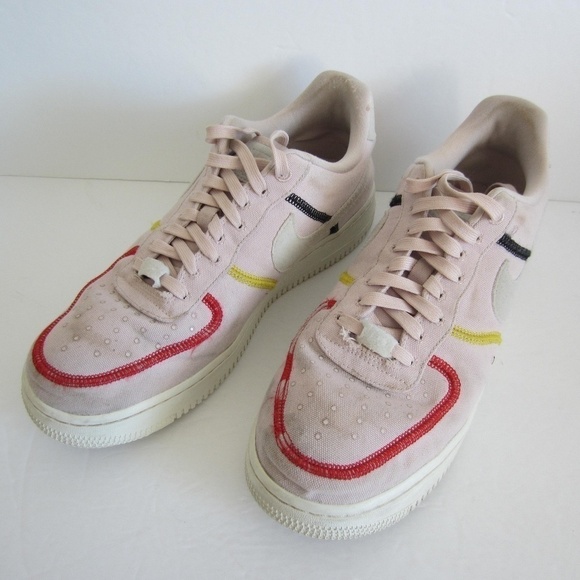 Nike Air Force One shoes’07 Women's 10.5 Low LX 'Stitched Canvas-siltstone Red - Picture 2 of 15